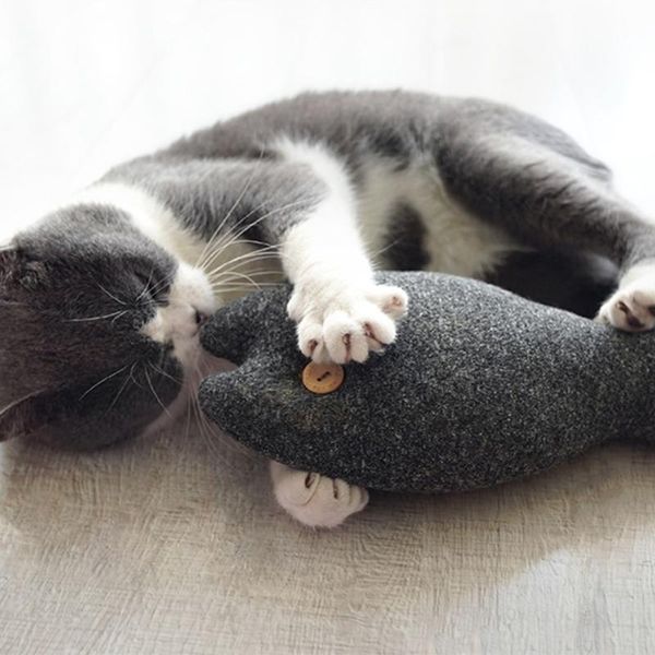 

cat toys black fish catnip toy funny simulation pillow bite-resistant molar 20x10cm