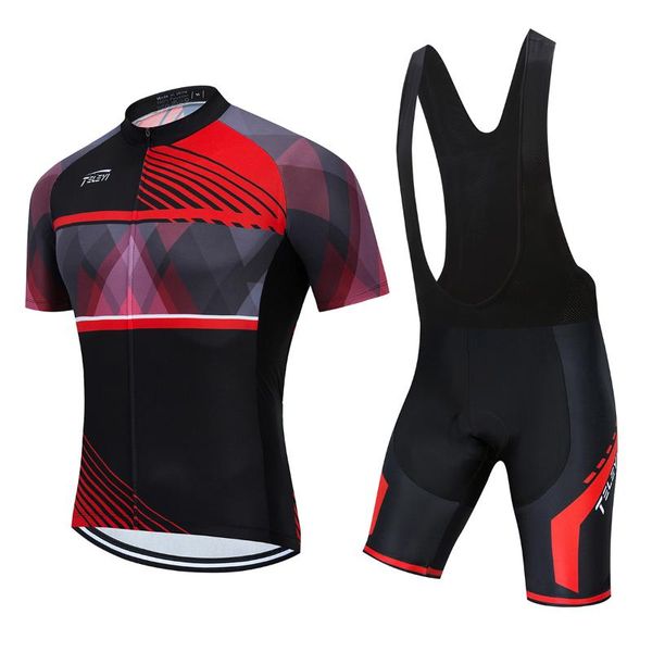 

racing sets teleyi 2021 summer cycling jersey set breathable team bicycle men clothing short sleeve, Black;blue