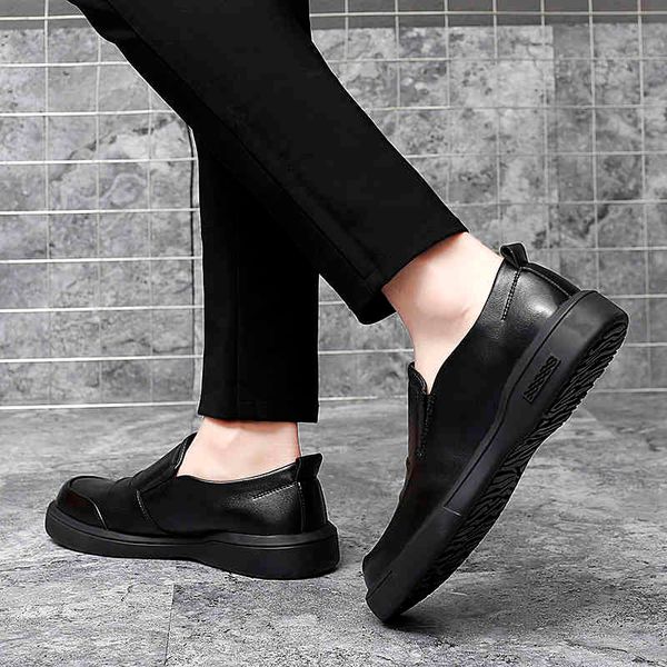 

dress shoes men casual comfortable flats genuine leather outdoor non-slip breathable loafers fashion sneakers 91mu, Black