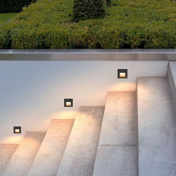 

waterproof ip65 corner wall lamp outdoor aluminum recessed step light pathway stairway ac 85-265v lamps