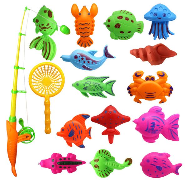 

huicheng children's 15 piece fishing toy set