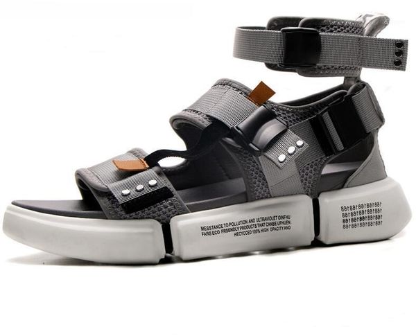 

sandals summer fashion mens shoes gladiator open toe platform beach boots rome style black gray canvas men1