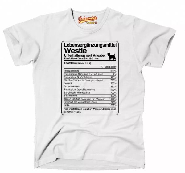 

t-shirt dose westie lives supplements men dog dog motif, White;black