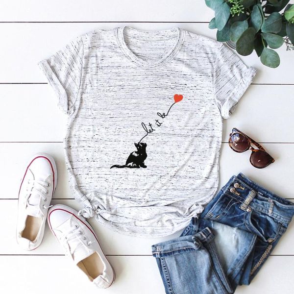 

women's t-shirt female short sleeve tshirt retro fashion woman cartoon cat summer casual tee, White