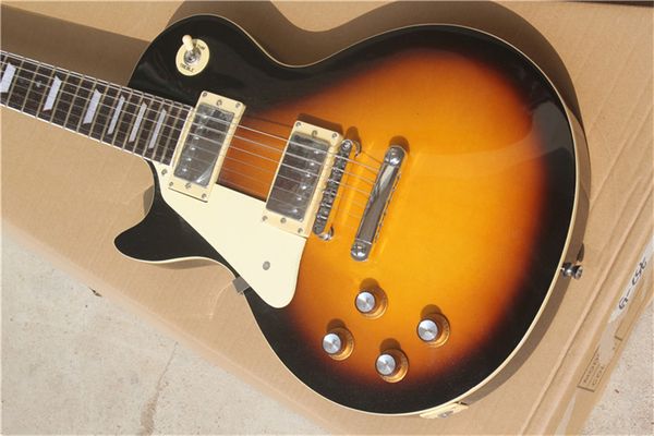 

left hand flame maple electric guitar. sunburst color guitar relic by musical instrument guitar