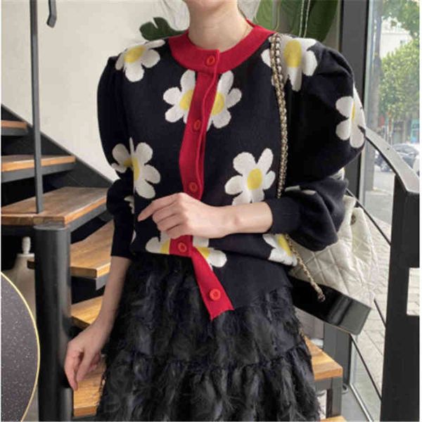 

women's jackets female flowers blouses casual winter loose hit puff color manga mesh cardigans for colorful fashion outwear y6k1, Black;brown