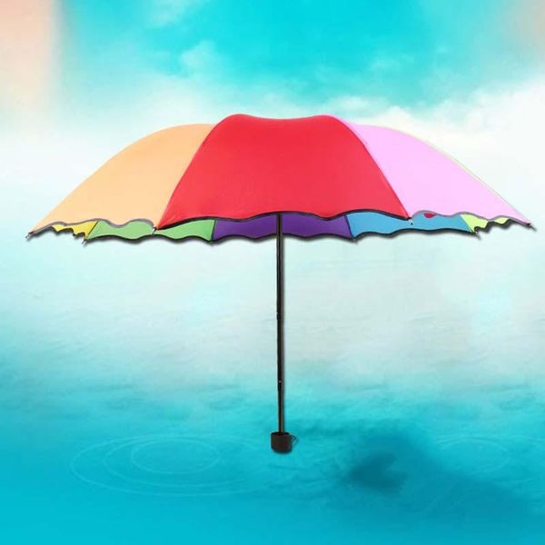 

umbrellas tri-fold lotus leaf arched rainbow umbrella apollo colorful personality creative princess