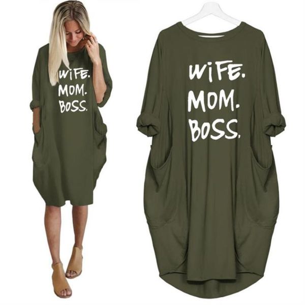 Lässige Kleider 2021 Mode T-Shirt Kleid für Frauen Tasche Frau Mama Briefe Drucken Midi Weibliche Harajuku Punk Plus Größe Sommer