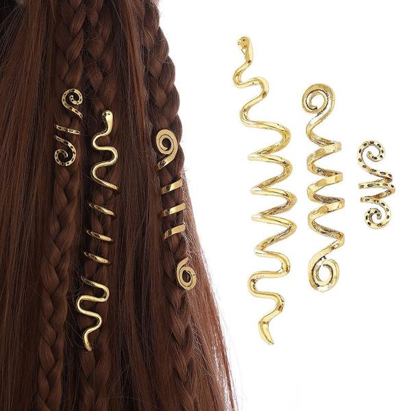 

hair accessories viking spiral charms beads for braids beard jewelry vintage women girl hairpin clips, Slivery;white