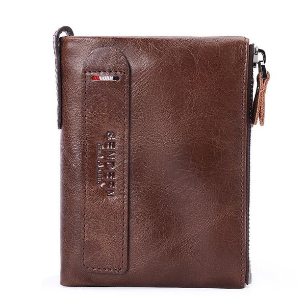 

wallets men short wallet oil wax cowhide coin purse cash card holder, Red;black