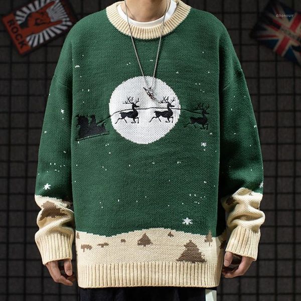

men's sweaters winter warm christmas deer knitted print thick pullover sweater casual slim round neck1 vo91, White;black