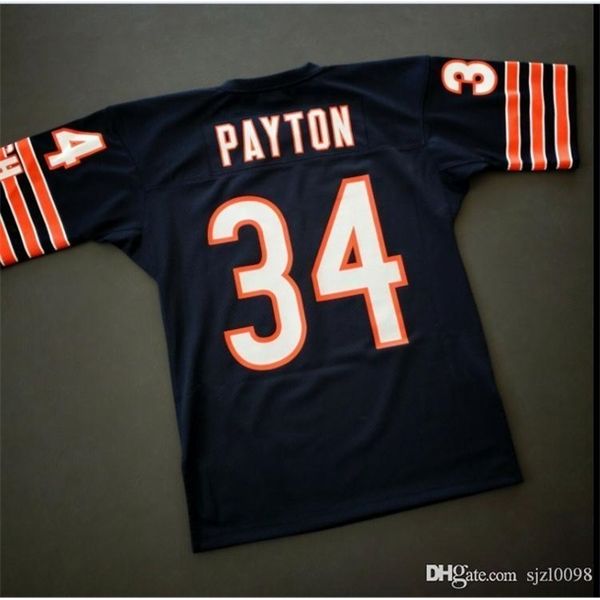 

custom 009 youth women vintage walter payton mitchell & ness 1985 football jersey size s-4xl or custom any name or number jersey, Black