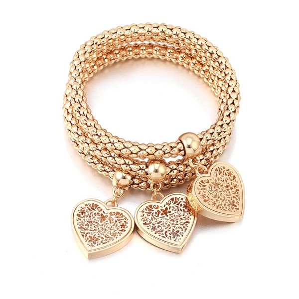 

charm bracelets love heart for women silver plated popcorn chain adjustable bracelet rhinestone jewelry female gifts 2021, Golden;silver