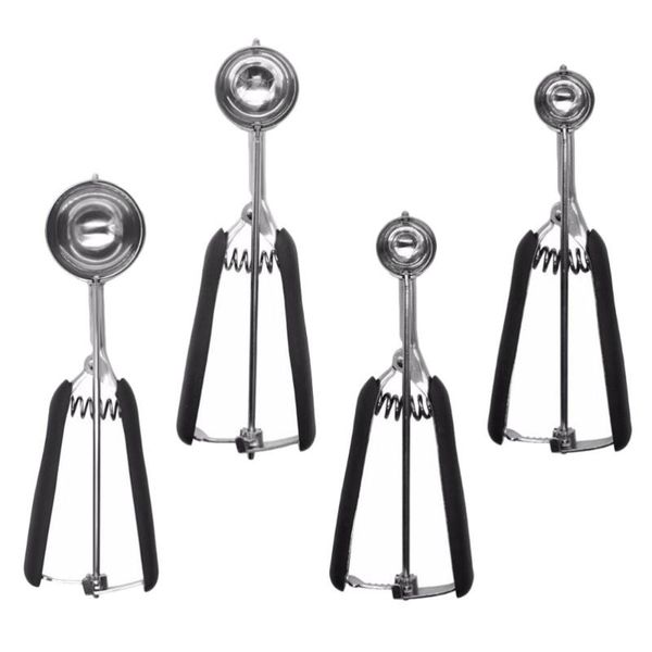 

spoons 4pcs 304 stainless steel ice cream scoops kitchen tool (black)