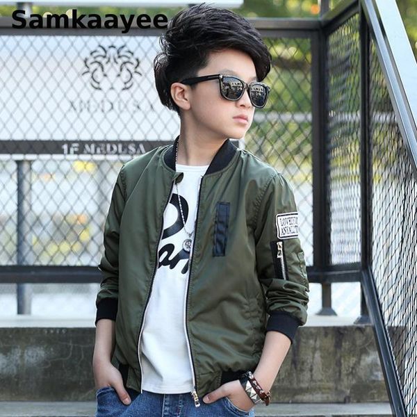 

jackets 6-16y children kids outerwear spring autumn boys coats zipper solid pocket casual clothing fashion green clothes y35, Blue;gray