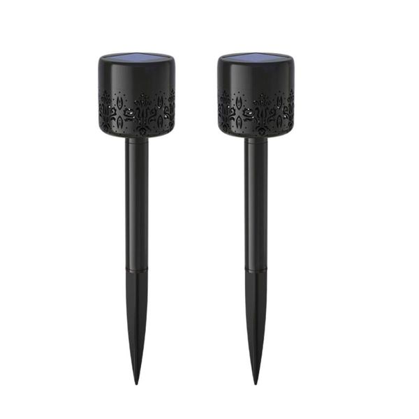 

lawn lamps 2pcs hollow-out solar light garden in-ground waterproof led lamp black