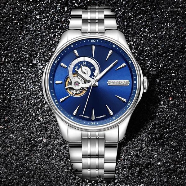 

wristwatches cardison design luxury skeleton orologio meccanico automatico da uomo 2021 brand impermeabile luminoso relojes para hombre, Slivery;brown