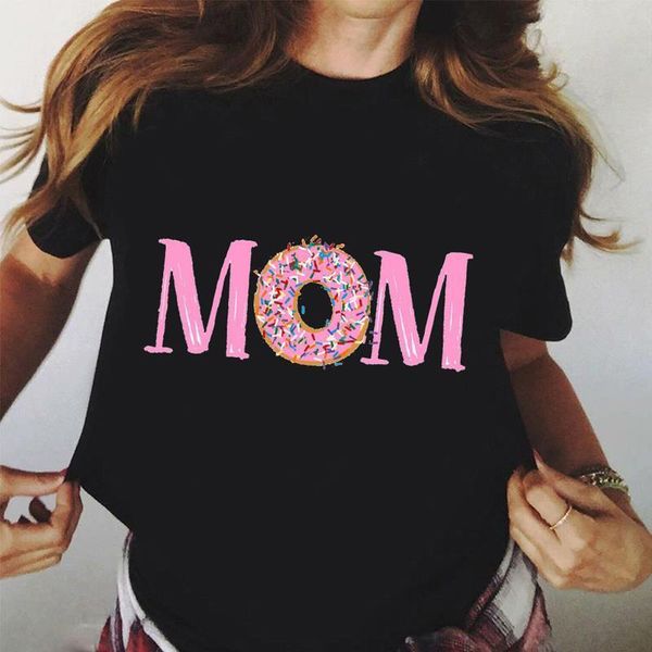 

mom graphic donuts print summer womens t shirt casual short sleeve o neck harajuku ladies tees clothing, White