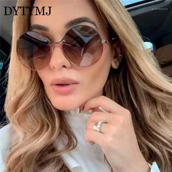 

alloy round sunglasses women 2021 vintage metal large frame glasses gradient lens luxury sun men oculos, White;black