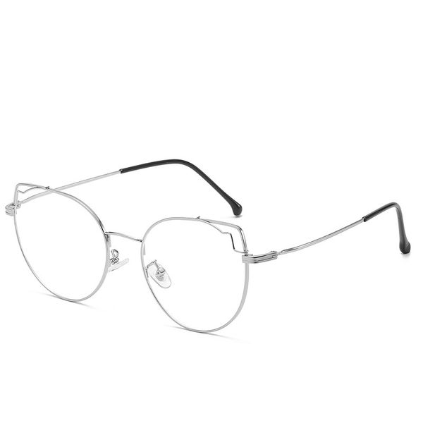 

2021 new metal anti blue light glasses fashion cat's eye flat lens spring foot computer student eye protection glasses frame, Black