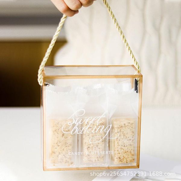 

gift wrap 10pcs creative transparent portable box candy nougat cookies wedding chocolate cake bread packing tote bags