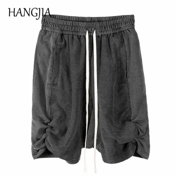 

oversized harem shorts vintage washed distressed hip hop high-street pleated short men knee length black sweatpants baggy men's, White;black