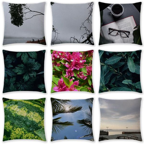 

pillow case landscape scenery cushion covers scenic natural linen decorative cover bedroom sofa home throw cases