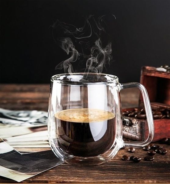

pcs/lot double layer glass coffee cup mugs ddc-27 wine glasses