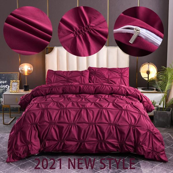 

bedding sets white duvet cover set pleat 2/3pcs twin//king size bedclothes luxury home el red no sheet