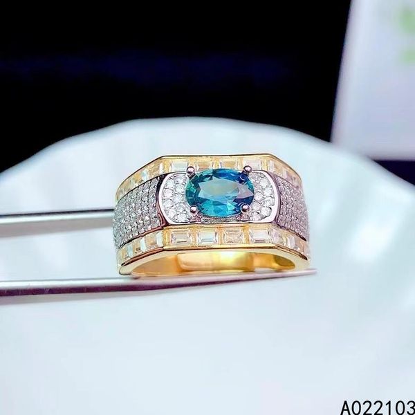 

cluster rings kjjeaxcmy fine jewelry 925 sterling silver inlaid natural sapphire chinese style noble luxury men's gem ring support chec, Golden;silver