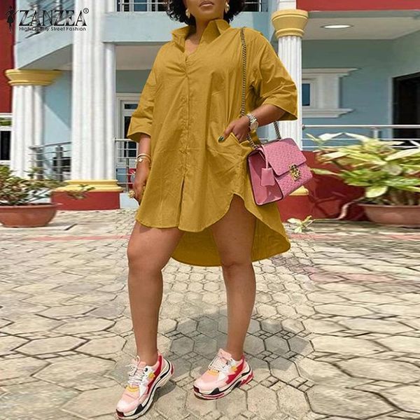 

casual dresses 2022 summer loose solid vestidos mini shirt dress womens fashion irregular thigh robe lady lapel oversized, Black;gray