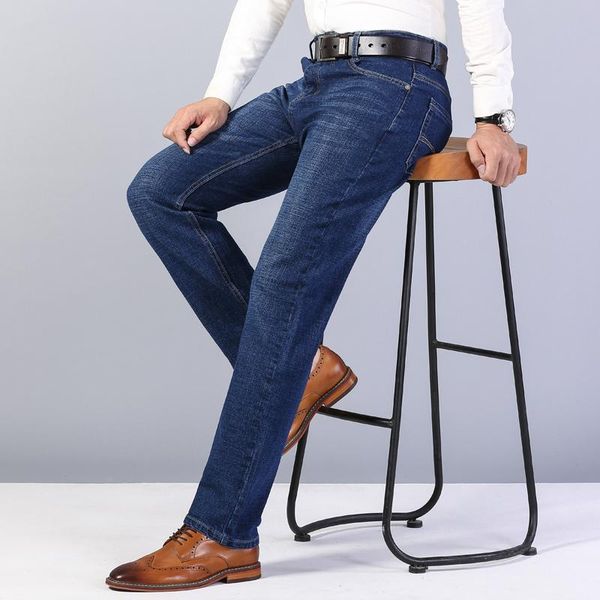 

men's jeans 2021 autumn cotton stretch classic style fashion casual business loose pants 9536 27-40, Blue