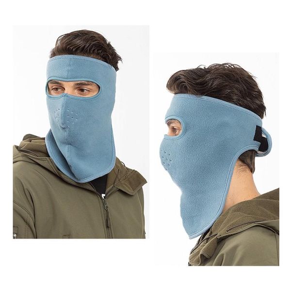 

cycling fleece hood for men women kids thick ski face mask hat cold weather winter warmer windproof adjustable caps & masks, Black