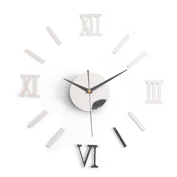 

wall clocks modern diy home decor large coffee cup stickers kitchen silent clock - silver