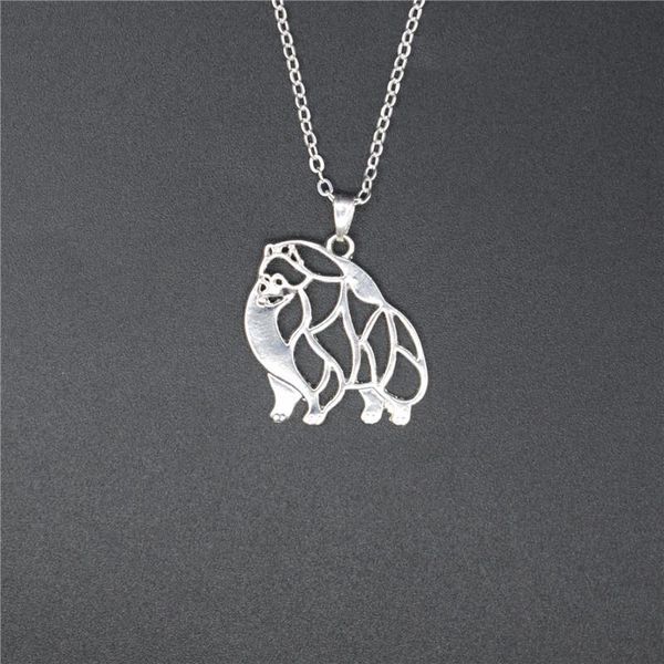

pendant necklaces elfin trendy pomeranian gold color silver animal dog jewellery women men