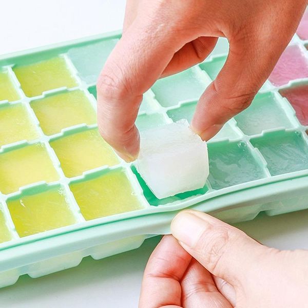 

28/36 grid grade silicone ice tray home with lid diy cube mold square shape cream maker kitchen bar accessories baking moulds