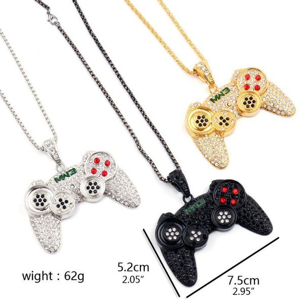 

iced out game controller handle pendant necklace chains, Silver