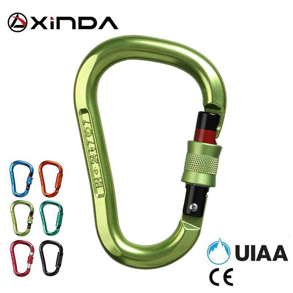 

xinda professional safety rock climbing carabiner 24kn aluminum alloy high strength camping bent pole lock outdoor equipment cords, slings a