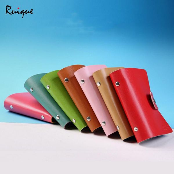 

card holders ruique simple casual 24 bits id soft pu leather multifunction business holder girls fashion bag, Brown;gray