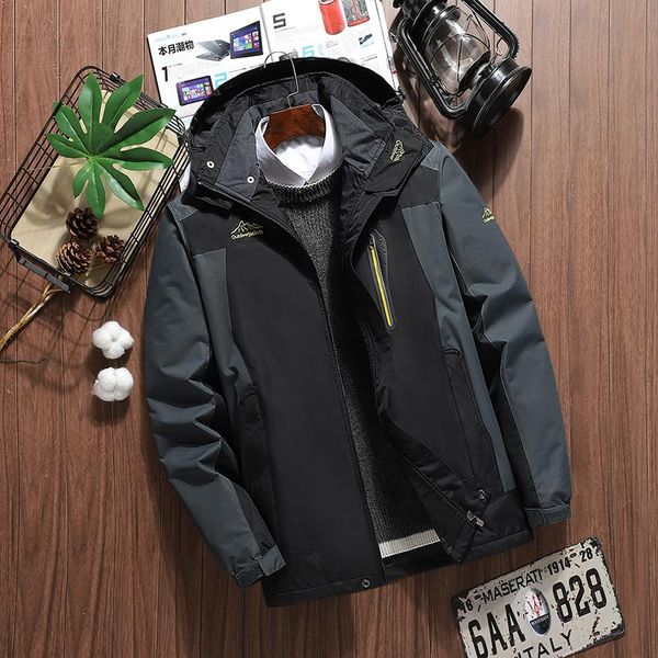 

men's jackets 7xl 8xl winter autumn jacket men waterproof military fleece coats sports hiking camping windbreaker jaqueta masculina, Black;brown