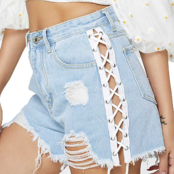

fashion skirts summer large denim shorts tassel bandage pants, Black