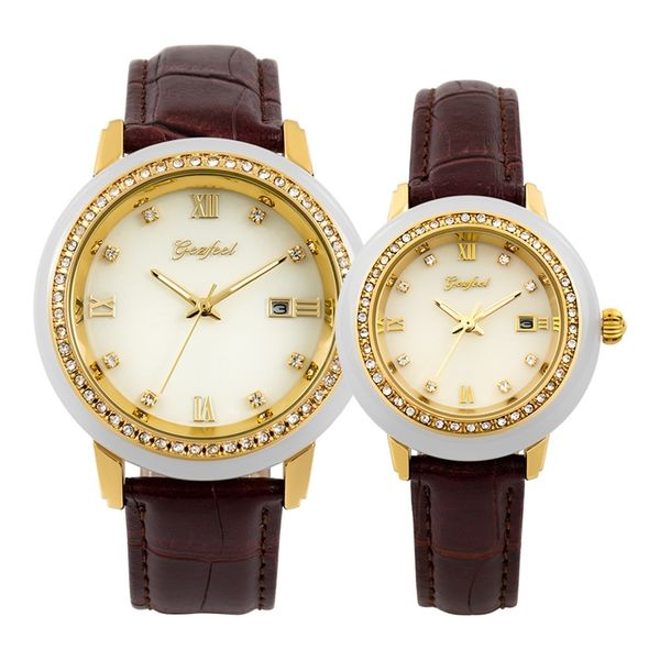 

spiral crown, round bottom, golden pointer, mechanical universal leisure pin buckle women's watch, Slivery;brown