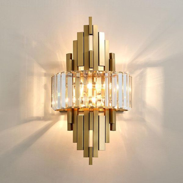 

wall lamp luxury gold led for bedroom 2021 crystal sconce living room decoration light fixture home decor parlor lights