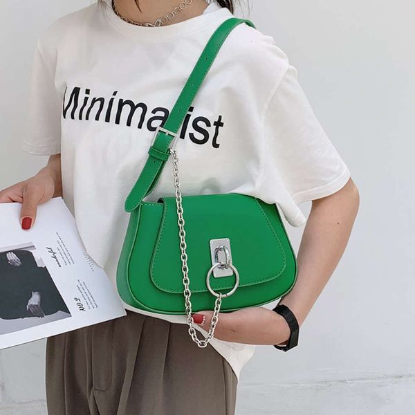 

small chain shoulder bags for women 2021 trend leather crossbody korean youth ladi handbags simple green msenger