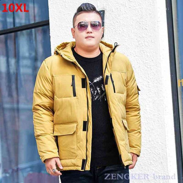 

winter plus size down jacket male fat young student short work jacket larger size warm jacket 10xl 9xl y1103, Black