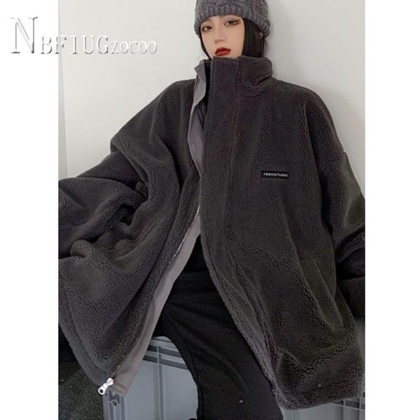 

women's jackets 2021 autumn winter faux fur women oversize coats korean loose warm coat female jacket, Black;brown