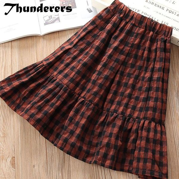 

skirts thunderers casual cotton kids girl skirt dots plaid print children fashion fish little performance cute 24m-7t, Blue