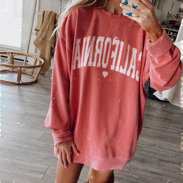 

2021 autumn winter girls fashion print tie dye letter sweater round neck long sleeve top, Blue;black