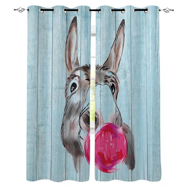 

animal donkey wood grain red bubble window curtains home living room bedroom item curtain luxury & drapes