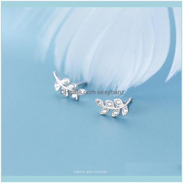 

charm jewelrymodian sterling sier 925 dazzling zircon branch leaves stud earrings for women plant ear studs korean style fine jewelry drop d, Golden